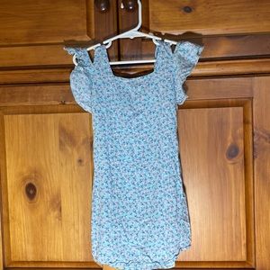 New Girls Blue Floral Print Cute Sundress